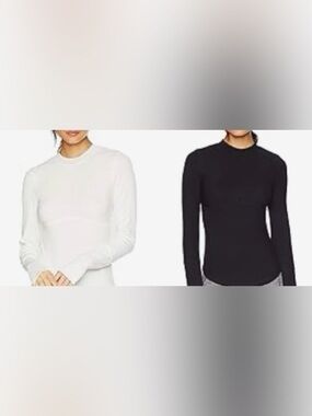 Free People Laura Long Sleeve Rib top- lot of 2, black and white, size small